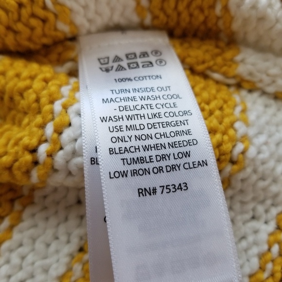 Akini 100% cotton NWOT yellow striped sweater - Picture 4 of 4